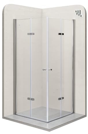 i-flair Duschkabine EMMA mit Falttüren 85x85 cm Höhe: 190cm, Eckduschkabine Falttürkabine aus durchsichtigem 6mm NANO ESG Sicherheitsglas - DK99