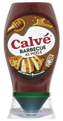 Calvé Salsa Barbeque al Miele, Formato 250 ml, Salsa Bbq al Miele, Ideale per Carni Bianche e dal Sapore più Intenso, Combina la Nota Affumicata con la Dolcezza del Miele, Bottiglia 100% Riciclata