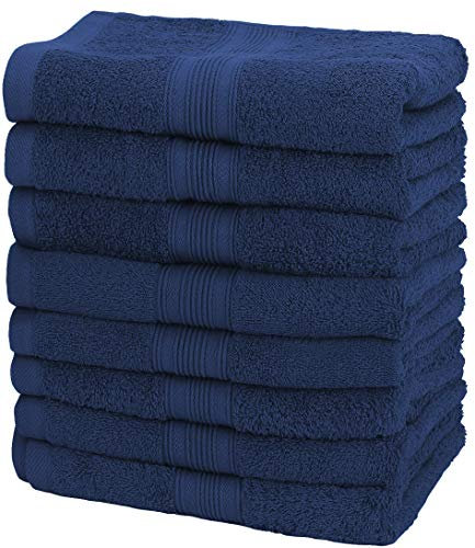 NatureMark 8er Pack Handtücher, 100% Baumwolle, 50 x 100 cm, Handtuch Set Navyblau