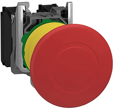 Schneider Electric Harmony XB5 Not-Aus-/Not-Halt-Schalter, Zugentriegelung, 22mm, Pilz 40mm, 1S + 1Ö, Kunststoff, Artikelnummer XB5AT845