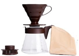 Hario CD Set V60 Pour Over Kit Brown-drip + Server + Filters, Plastic