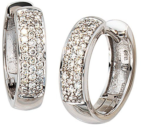 Jobo Damen-Creolen aus 14 Karat 585 Weißgold mit 50 Diamanten
