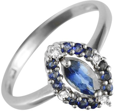 Ivy Gems 9ct White Gold Fancy Marquise Cut Blue Sapphire and Diamond Ring - Size P