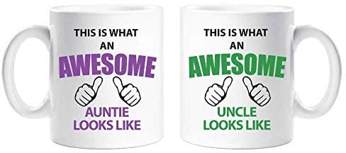 60 Second Makeover Limited This is What an Awesome Auntie Uncle Mug Set Parents Present Auntie Uncle Gift New Baby Christmas Anniversary Cup Cerami
