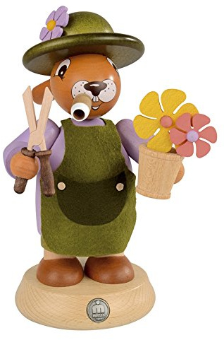 Rudolphs Schatzkiste Räucherfigur Räucherhase Gärtner farbig groß (BxH):14x18cm NEU Osterdeko Osterhasenfigur Ostern Korb Osterei Frühling Erzgebirge Seiffen Hase Blumen