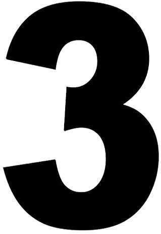 Merriway BH04027 (4 Pcs) Black Vinyl Stick-On Wheelie Bin Post Box Crate Dust Bin Numbers 75mm (3 inch) Number 3 - Pack of 4 Pieces
