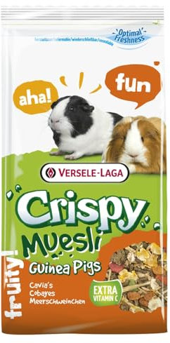 Versele-Laga Crispy Muesli Cavie | 1 kg | Alimento complementare per porcellini d'India | Miscela ricca di fibre per supportare denti e funzione intestinale | Con Vitamina C