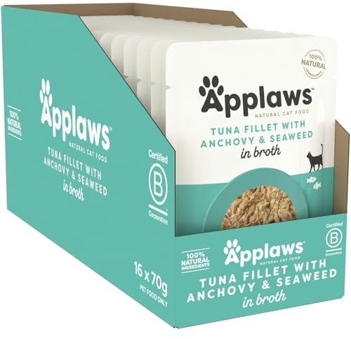 Applaws Katze Thunfischfilets und ganze Sardelle , 12er Pack (12 x 70 g)
