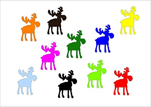 Miniblings 10x Bügelbilder Aufnäher 32mm Flock Elch Elche Rentier Patch Bügelbild I Kinder Bügelflicken Patches zum Aufbügeln - Flockfolie - Applikation Nähen, Farbe:bunt gemischt