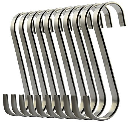 ilauke 10 S Haken Edelstahl Haken Küchenhaken Besteckhalter 18/8 Rostfrei S Form Hängehaken Schwerlast Metall Haken für Küche BBQ Backen und Viele Weitere Möglichkeit (10 S-Haken Silber)