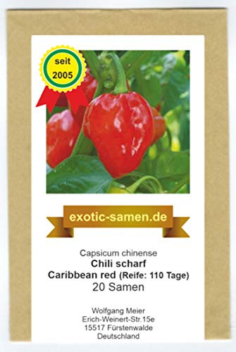 Eines der schärfsten Chilis - Habanero Caribbean red - 20 Samen