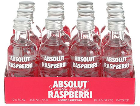 Absolut Raspberri (Raspberry) Vodka 5cl Miniature - 12 Pack