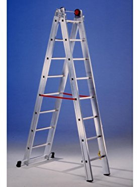 Svelt Scala Professionale Alluminio Euro a 2 Tronchi – 8 Pioli per Tronco – Doppia e a Sfilo con Stabilizzatore, Rotelle, Cinghie Antiapertura