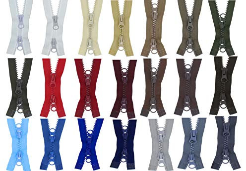 FIM 2 Wege Reißverschluss Plastik Zähne Nr.5 mittelgrob Teilbar Zweiwege Farbe: 1 - schwarz (322), 60cm lang