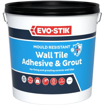 Evo-Stik Mould Resistant Wall Tile Adhesive & Grout Ready Mixed Large 5 L New