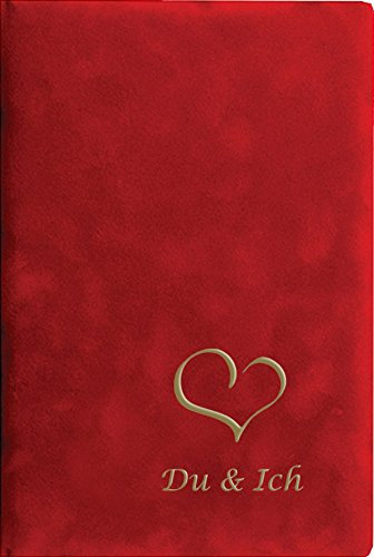 Stammbuch DU & ICH, tomtenrot, Velours, Herzrägung Gold, Stammbuchformat, das Buch für Alle (60002R)