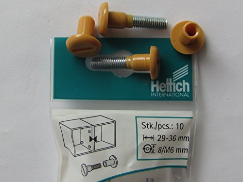 Hettich Verbindungsschrauben,M6, 29-36 mm, Kunststoff beige, 10 Stück, 62417