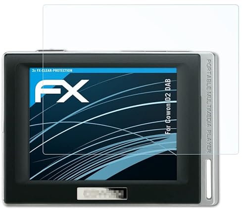 atFoliX Schutzfolie kompatibel mit Cowon D2 DAB Folie, ultraklare FX Displayschutzfolie (3X)