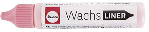 Rayher 31500262 Wachs-Liner, rosa, Flasche 30 ml, zum Kerzen bemalen, Wachsstift, Flüssigwachs zum Malen direkt aus der Flasche, Babyrosa