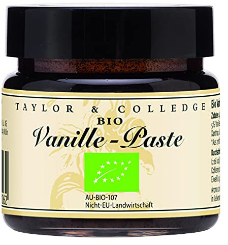 T&C - Bio Vanilla Bean Paste | Vanille Paste aus 100% natürlichen BIO-Vanilleschoten. Vanillepaste ideal zum Verfeinern von Pudding, Torten, Dessert, Eis uvm. | Inhalt: 65g