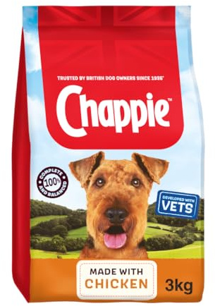 Chappie Adult Dry Dog Food, Chicken and Whole Grain Cereal, 3kg