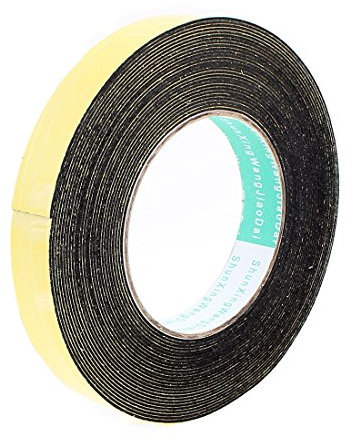 Sourcingmap Sealing Foam Tape 20mm Wide 1mm Thick 10m/32.8ft Long, Self Adhesive Weather Strip for Window Door Insulation, Yellow Black