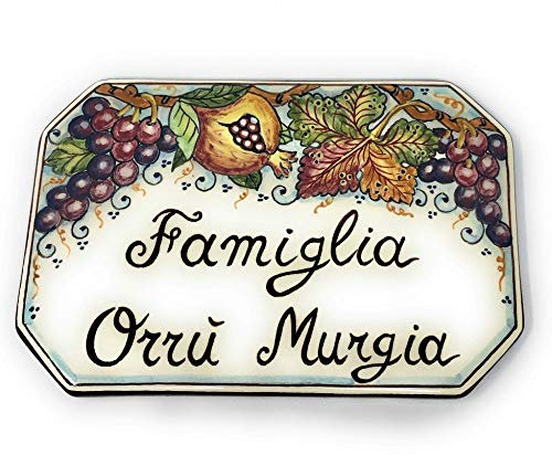 CERAMICHE D'ARTE PARRINI- Künstlerische italienische Keramik Keramik Hausnummer 20x13 individuelle Dekoration Obst, Fliesen handgemacht in Italien Toscana