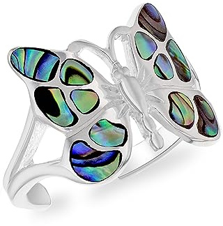 Tuscany Silver Damen-Ring 925 Sterlingsilber Butterfly Abalone verstellbar 8.47.7560