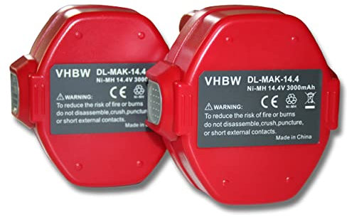 vhbw 2X Batterie Compatible avec Makita 6281DWPE, 6281D, 6280DWAE, 6333D, 6280DWALE, 6280D, 6271DWAE Outil électrique (3000 mAh, NiMH, 14,4 V)