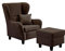 lifestyle4living - Moderner Ohrensessel mit Hocker – Große Auswahl an Stoffen und Farben - Gemütlicher Designer-Sessel im eleganten Landhaus-Stil, Braun