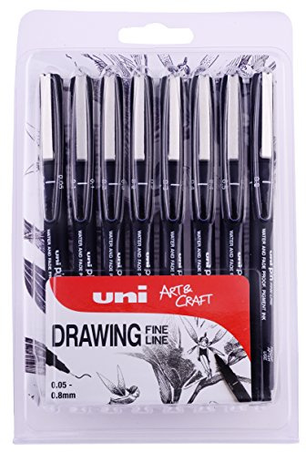 uni-ball Waterproof and Fadeproof Fine Line, Black, 8 Count, Pack of 1
