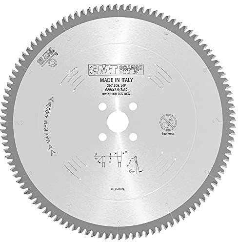 CMT Orange Tools Kreissägeblatt HW 350 x 3,2 / 2,5 x 32 Z=108 TCG - 297.108.14P - für eisenfreies Material, Plastik und Laminat
