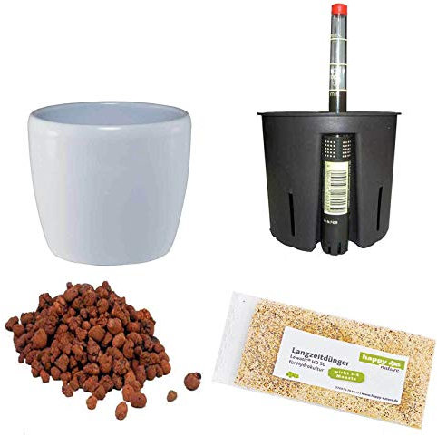 Hydrokultur Sets Happy-Nature Set5 Blumentopf Venus weiß 09/07 Ø 11.5cm H 08cm+KT+WA+BT+HD50