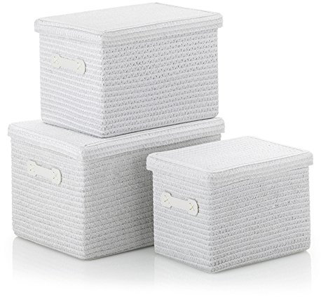 Kela 21672 Korb-Set Rimossa 3-teilig mit Deckel weiß