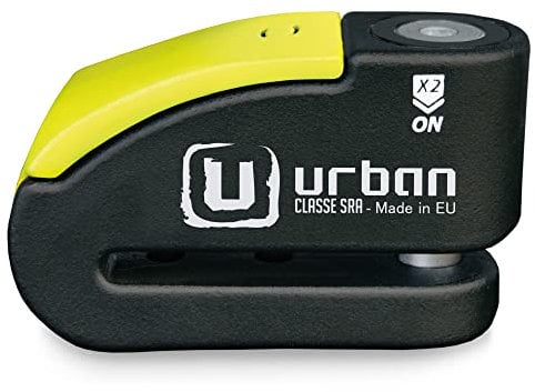 URBAN 999 Blocca Disco per Moto Senza/Con Allarme Hi-Tech 120dB, Antifurto Moto Omologato SRA Massima Sicurezza, Warning Sensibilità A+, Acciaio Carbono, Lucchetto Bloccadisco Doppio Bloccaggio 14mm