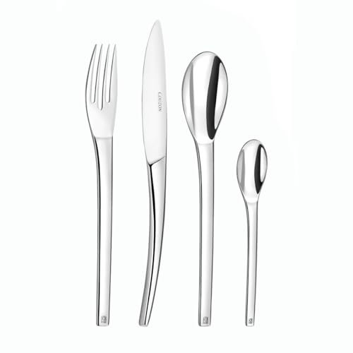 COUZON - Ménagère 24 couverts de table en coffret pour 6 personnes - Neuvième Art - Acier inoxydable 18/10, Finition Miroir, Epaisseur 4 mm - Inox
