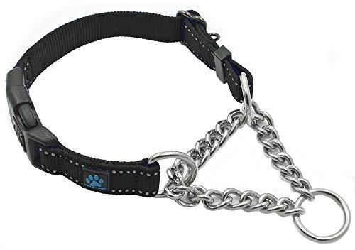Max and Neo Martingalhalsband aus Edelstahl – Wir Spenden EIN Halsband an eine Hunderettung für jedes verkaufte Halsband (groß, schwarz)