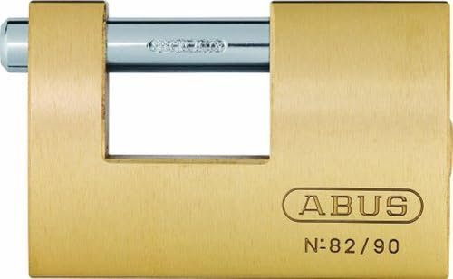 ABUS Messing-Vorhängeschloss 82/90 gl.-8521 - gleichschließend - Monoblock-Hangschloss für Rollgitter, Automaten u. v. m. - Verriegelungsbolzen aus gehärtetem Stahl - ABUS-Sicherheitslevel 7
