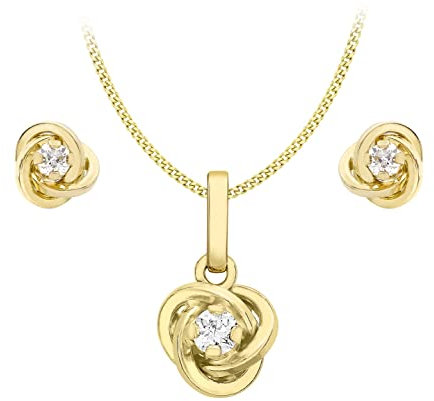 CARISSIMA Damen SchmuckSet 9 Karat (375) Gelbgold Zirkonia 460 mm 1.45.1544