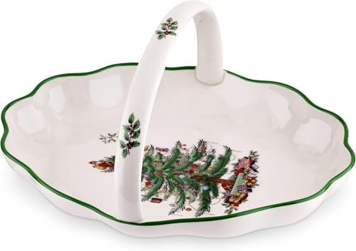 Spode Cesta de pan ovalada de árbol de Navidad