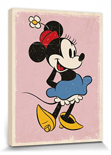 1art1 Minni Maus Poster Retro Bilder Leinwand-Bild Auf Keilrahmen | XXL-Wandbild Poster Kunstdruck Als Leinwandbild 40x30 cm