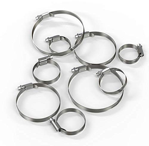 AUPROTEC Collier de Serrage à vis en acier inoxydable V2A W2 DIN 3017 choix: 130-150 mm, 10 pièces