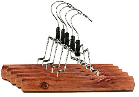 Personalisable 5 Pack - 230mm Cedar Wood Trouser skirt Clamp Hanger by Cathcart Elliot