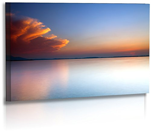 Premium - Acrylglas - Landschaftsbilder - Naturbilder - Sonnenuntergang - Chiemsee - Strand - Wolken - Wasser - Landschaft - Bilder - Wandbilder XXL - Bild - Acrylglasbild - Glasbild (140 cm x 80 cm)