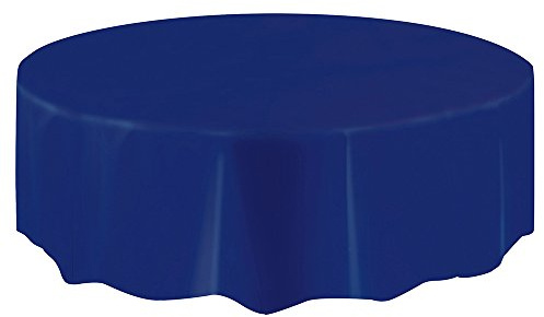 True Navy Blue Solid Round Short Fold Plastic Table Cover (213cm) 1 Count – Vibrant & Durable Party Essential for Easy Cleanup and Decoration