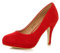 Ajvani Womens Ladies mid high Heel Platform Work Evening Court Shoes Pumps, 4 UK, Red Suede