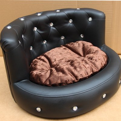 Garden Pets Hundebett Prinzessin Tactic VIP Bichon Diamant Welpenhütte Bett Waschbar Leder Sommer Haustier Sofa Luxus Schwarz