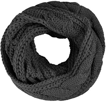 Fletion Echarpe tour de cou en laine chaude unisexe hiver, noir