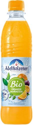 MEHRWEG Adelholzener Alpenquellen Mineralwasser mit Apfel, Orange & Maracuja (500 ml) - Bio