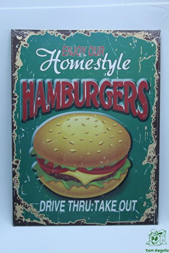DRW - Schild - Metallbild dekoriert mit einem Hamburger